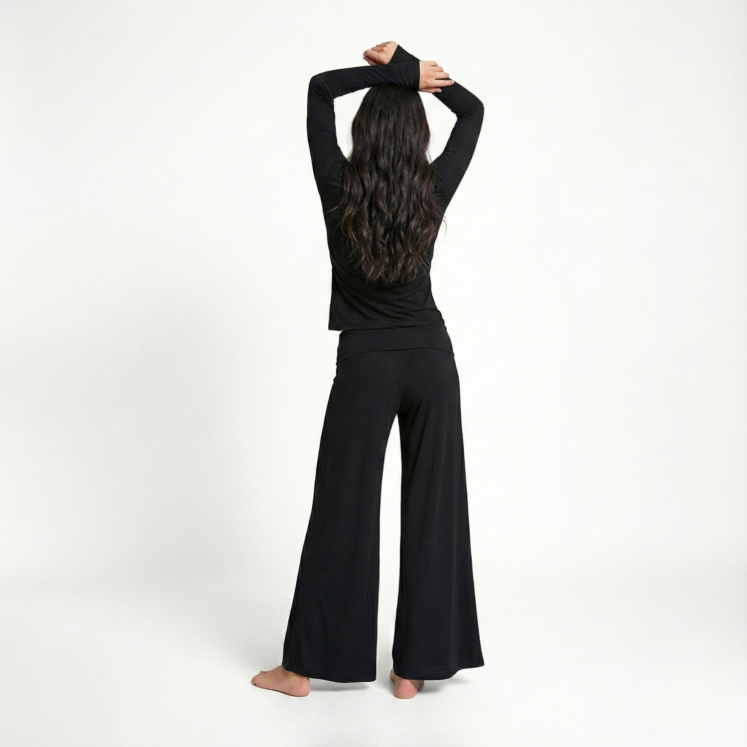Casual Wide Pants With Cashmere Blend For HomeCasual Wide Knit Cashmere Blend Pants - Image 3