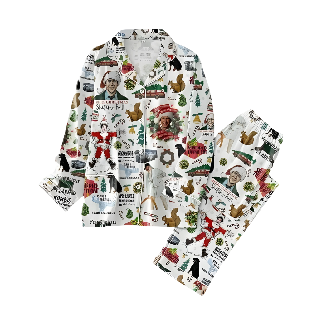Holiday Movie Inspired Print Christmas Pajama Set