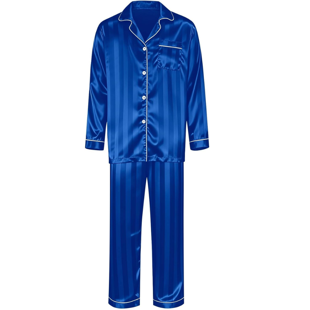 Silk Matching Christmas Pajamas Striped Satin Button Down Set for Family