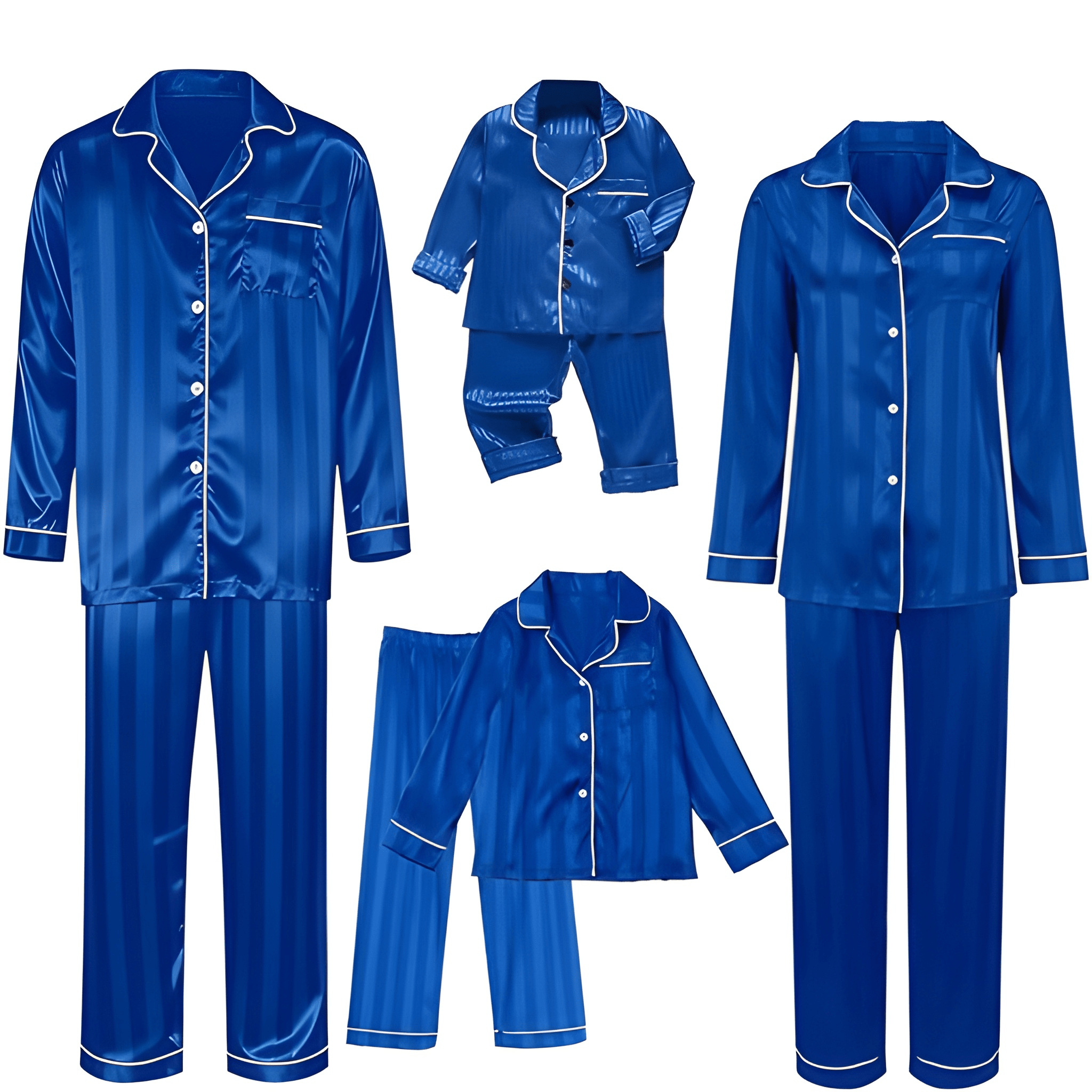 Silk Matching Christmas Pajamas Striped Satin Button Down Set for Family