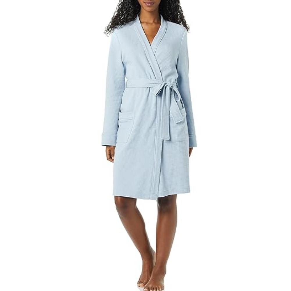 Women Lightweight Waffle Mid Length Robe 