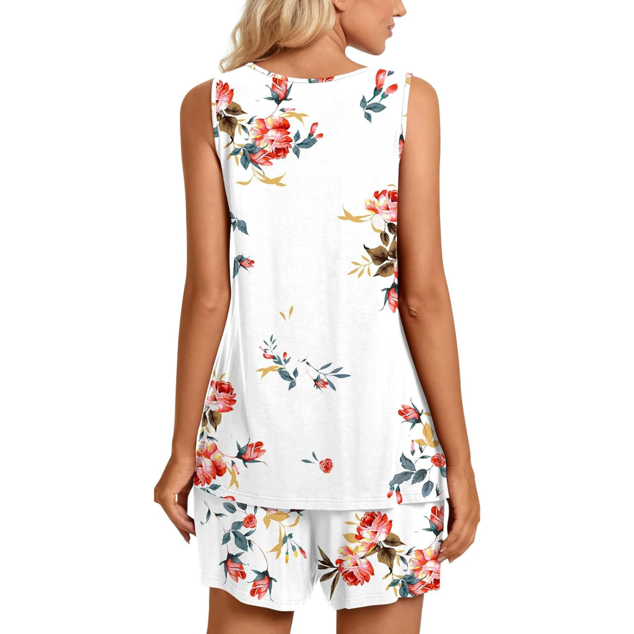 2 Piece Sleeveless Pajama Set With Pockets For Women
