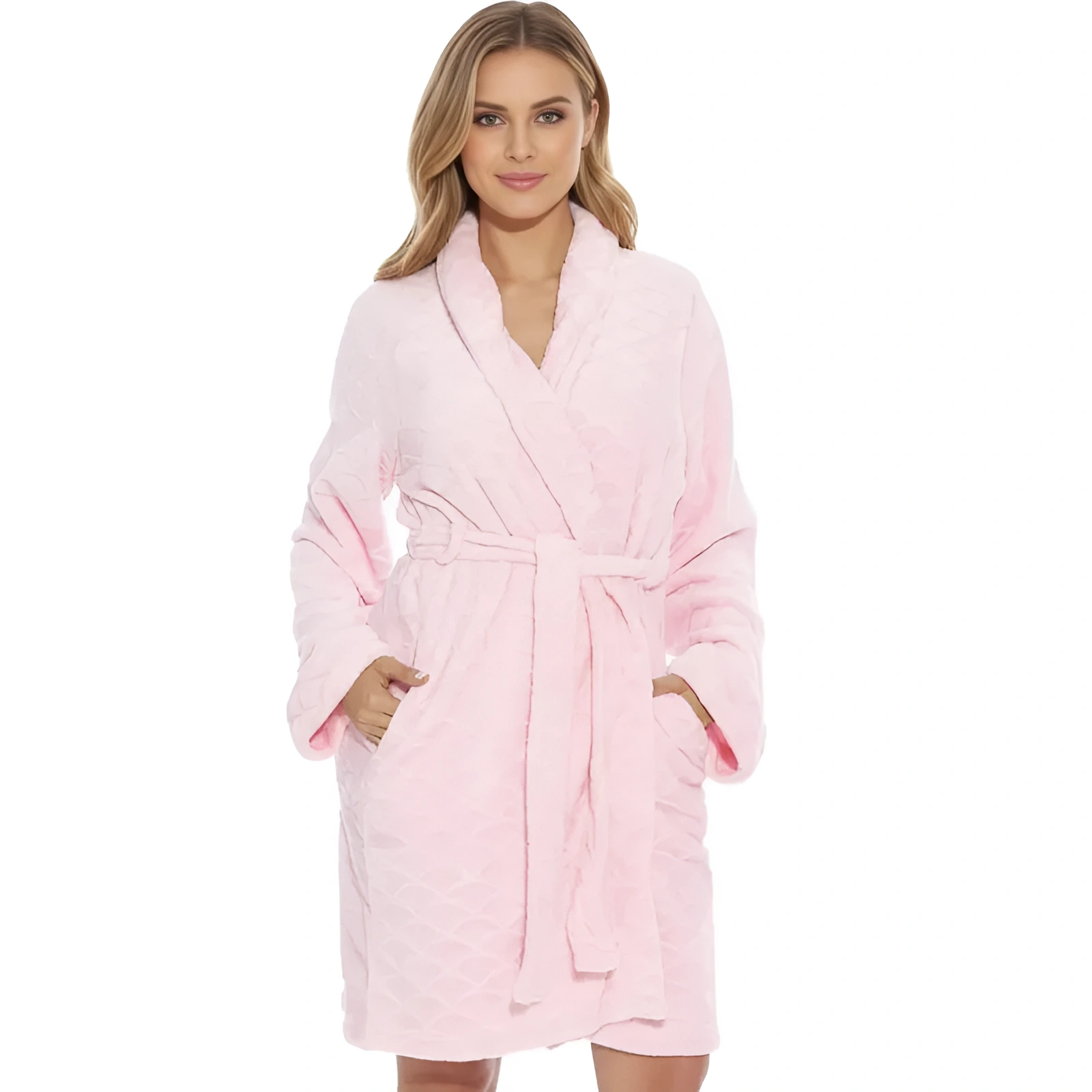 Kimono Design Bath Robe With Adjustable Belt For Women