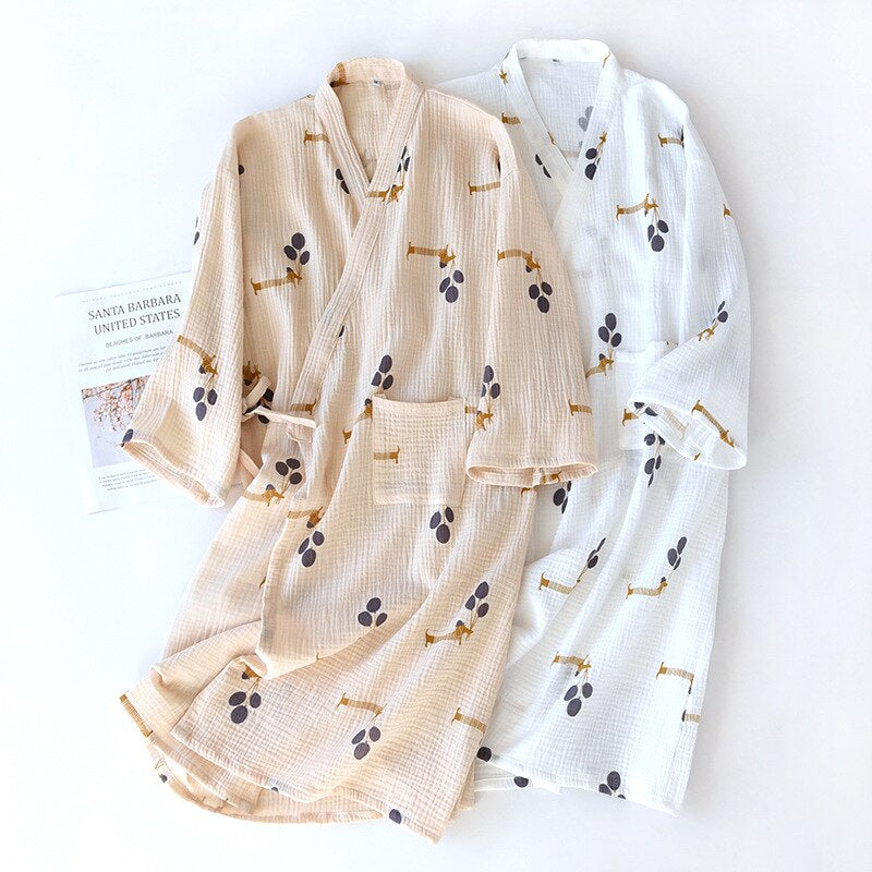 Printed Japanese Style Kimono Ladies Night Suit-Original Pajamas