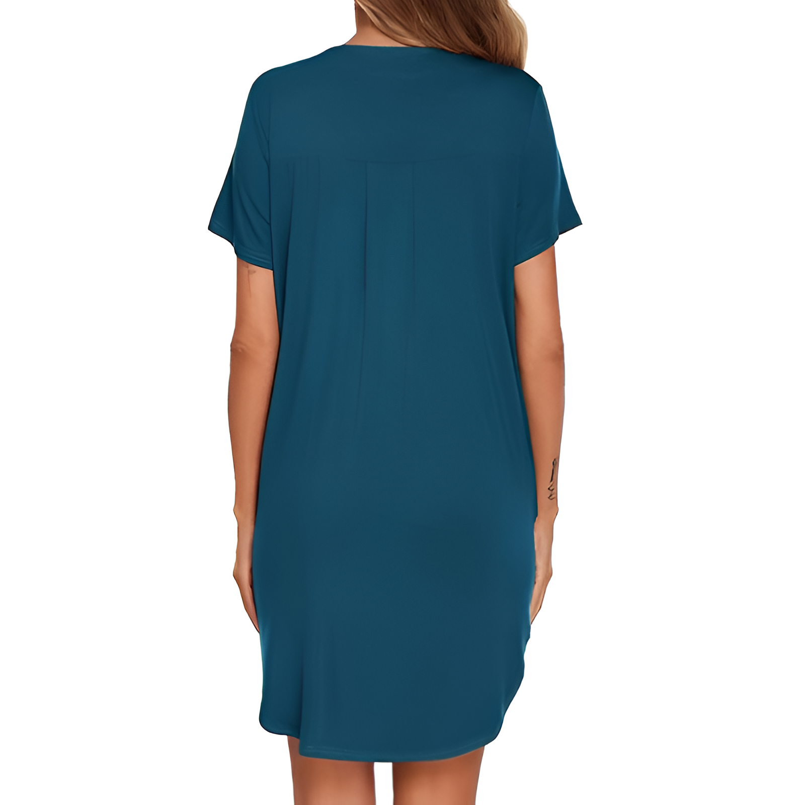 Button Down Nightgown With V Style Design For Women