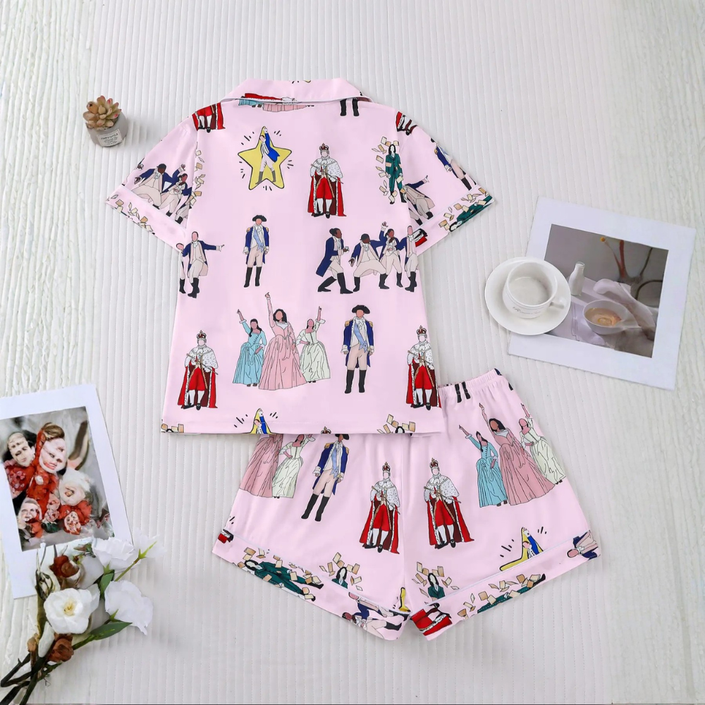 Two Piece Hamilton Musical Themed Pajama Set For Women