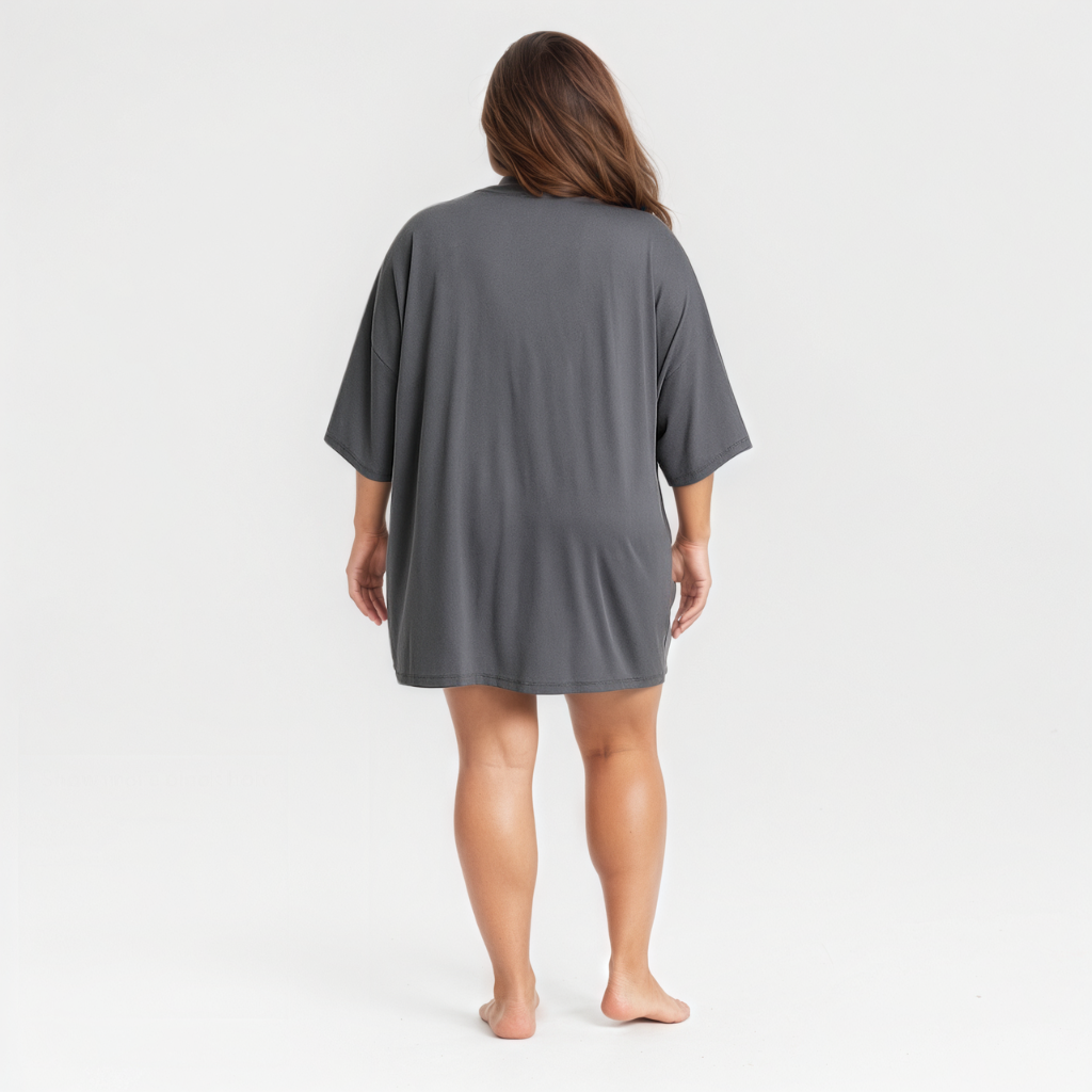 Womens Oversized Steel Gray 2X T Shirt Sleep Dress