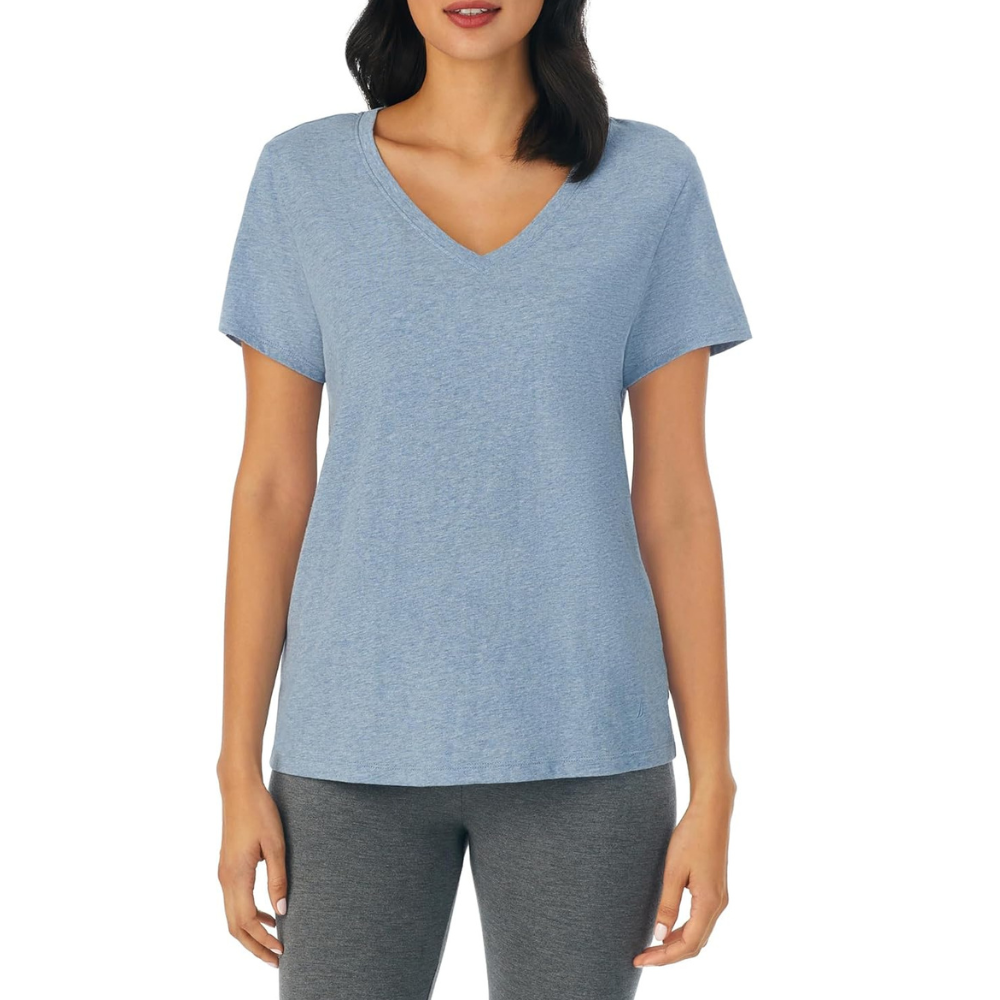 Cotton Knit V Style Sleep Shirt Pajama Top