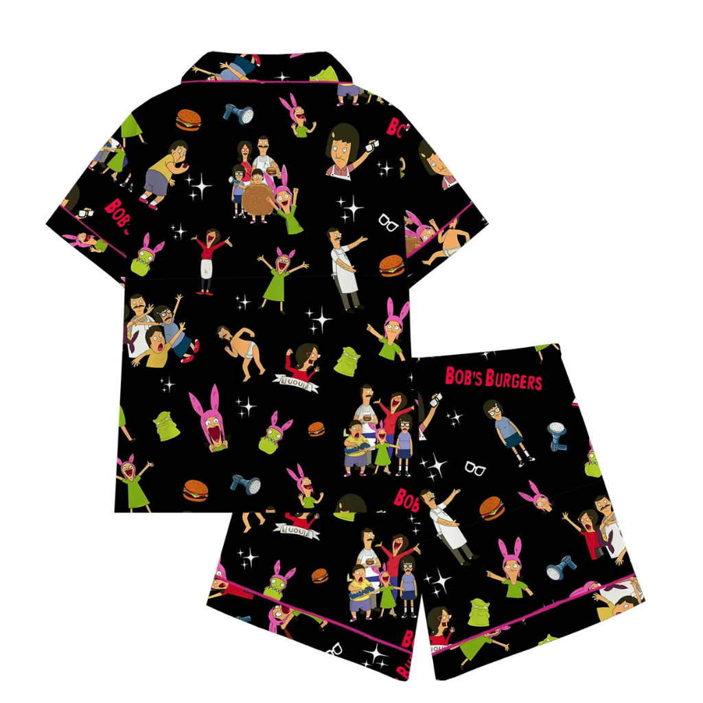 Casual Cartoon Printed Short Sleeve Pajama Set For Women