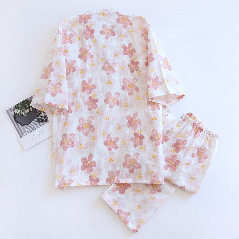 Women's Floral 2 Piece Kimono Pajama Set-Original Pajamas