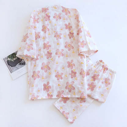 Women's Floral 2 Piece Kimono Pajama Set-Original Pajamas