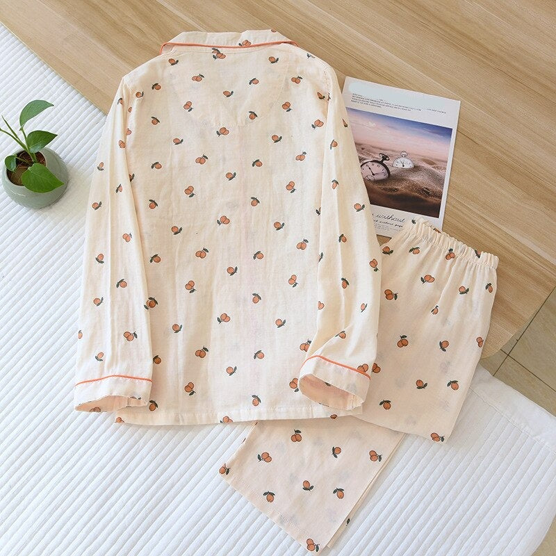 Women's Long Sleeve Printed 2 Piece Pajama Set-Original Pajamas