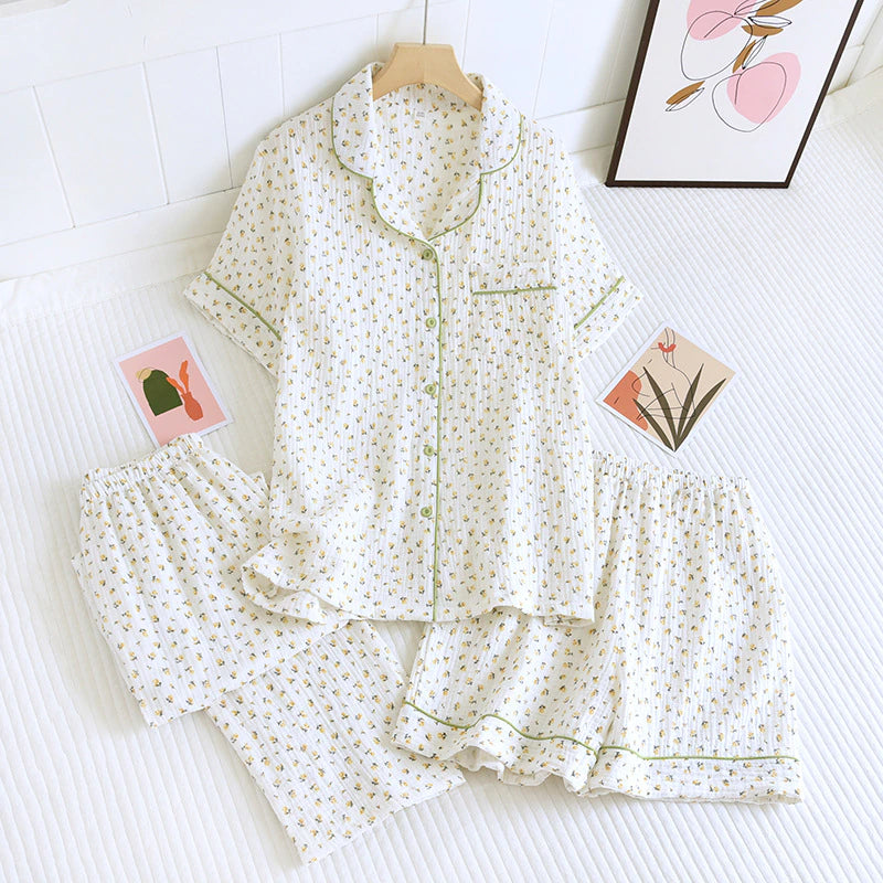 Short Sleeve Elegant Crepe Pajamas-Original Pajamas