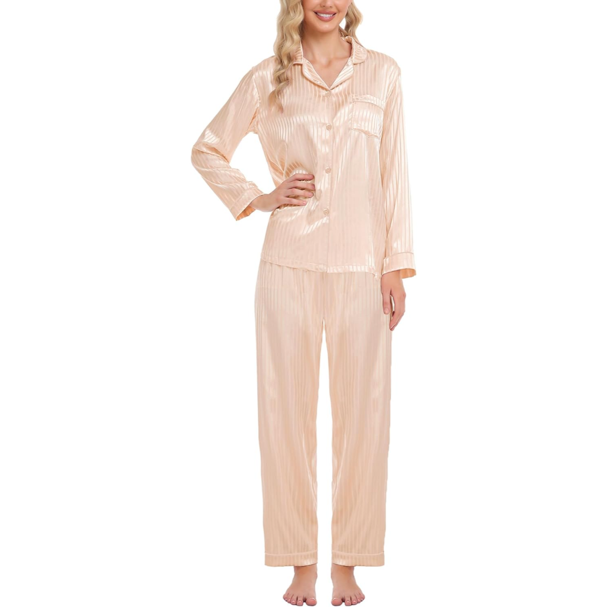 Striped Satin Pajama Set-Original Pajamas
