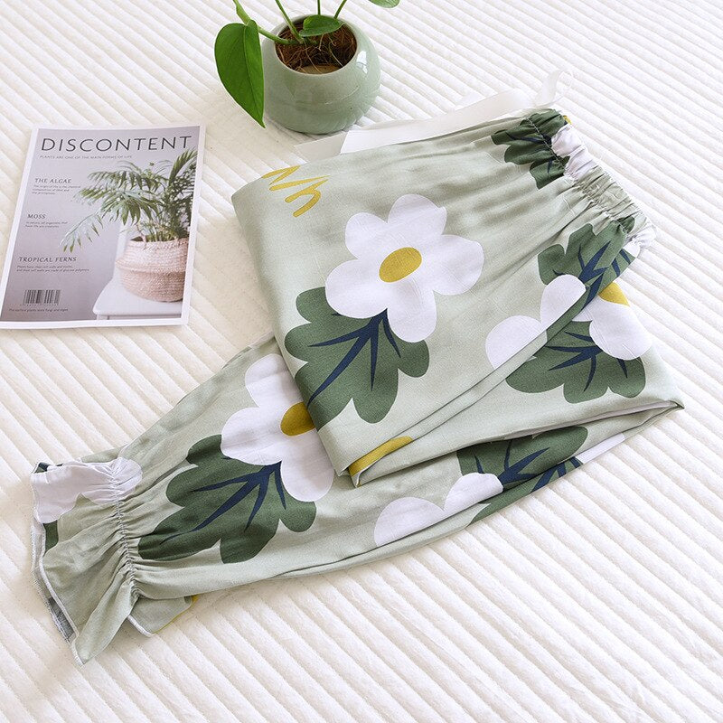 Women's Loose Floral Viscose Pants-Original Pajamas