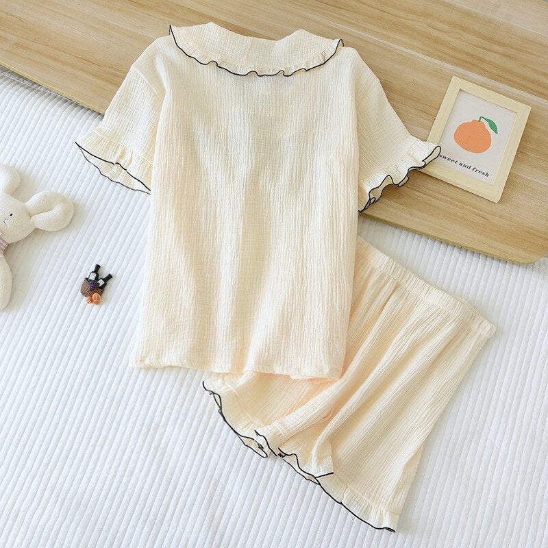 Women's Solid Short Sleeve 2 Piece Pajama Set-Original Pajamas