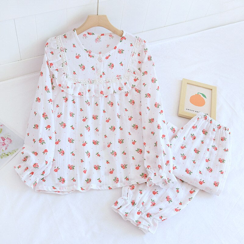 Long Sleeve Floral Women's 2 Piece Pajama Set-Original Pajamas