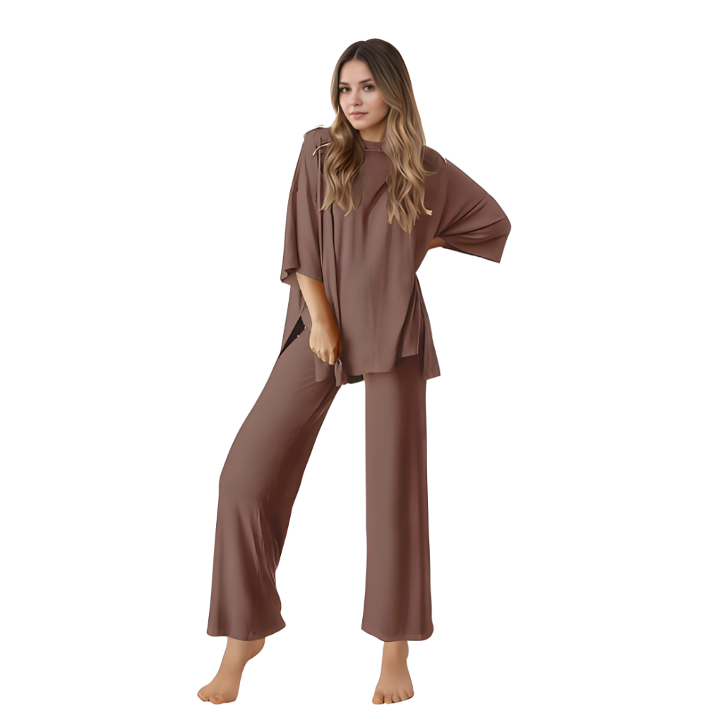 Short Sleeve Tops And Long Pants Loungewear Set For Women