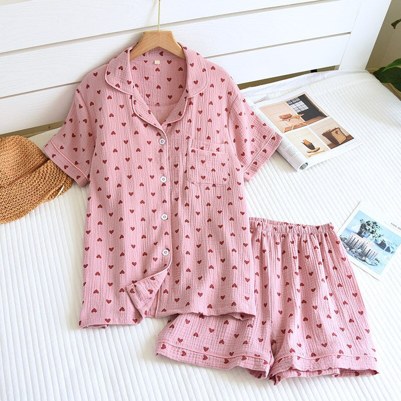 Short-Sleeved 2 Piece Breathable Women's Pajama Set-Original Pajamas