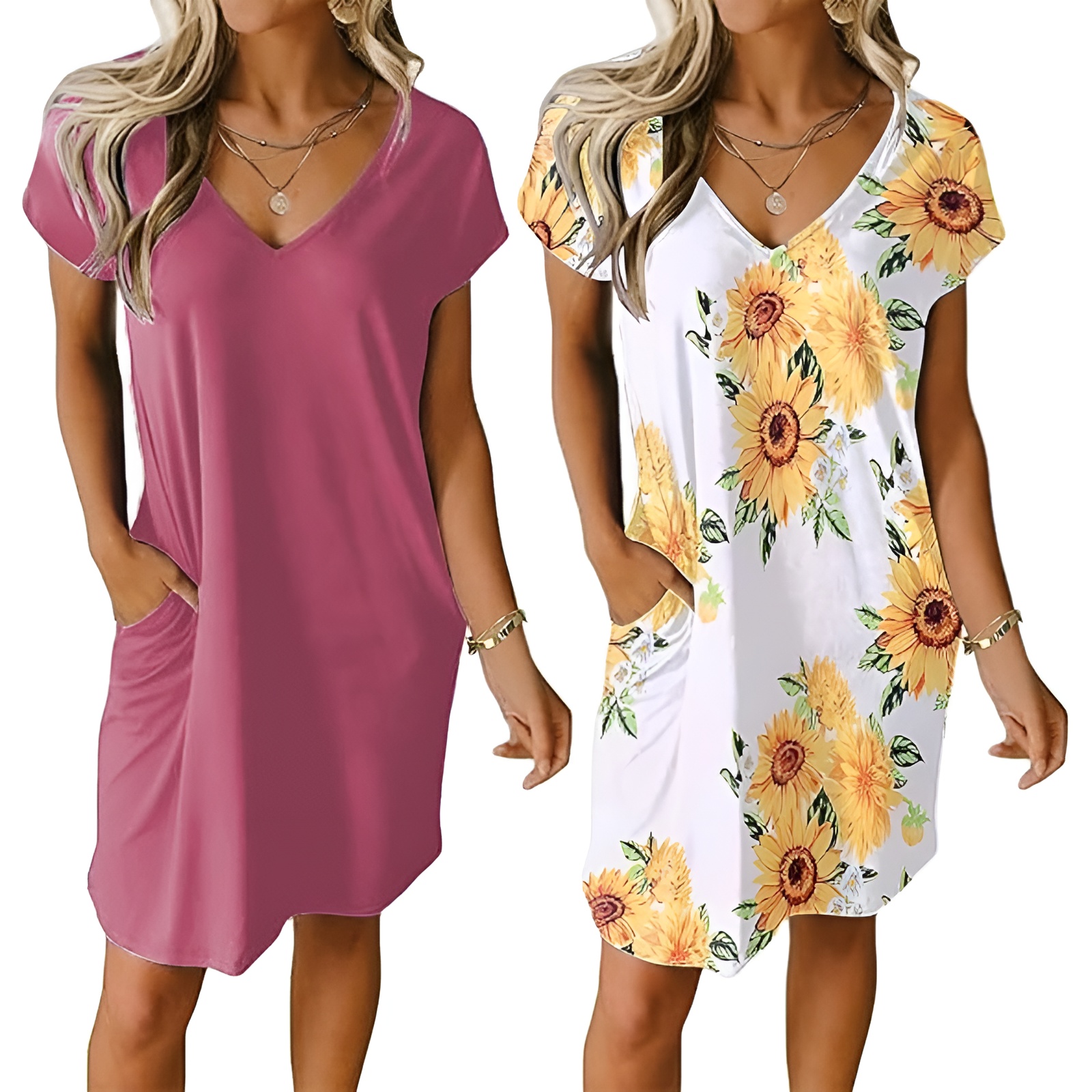 2 Pack Of Short Sleeve Nightgown Sleep Dress For Women