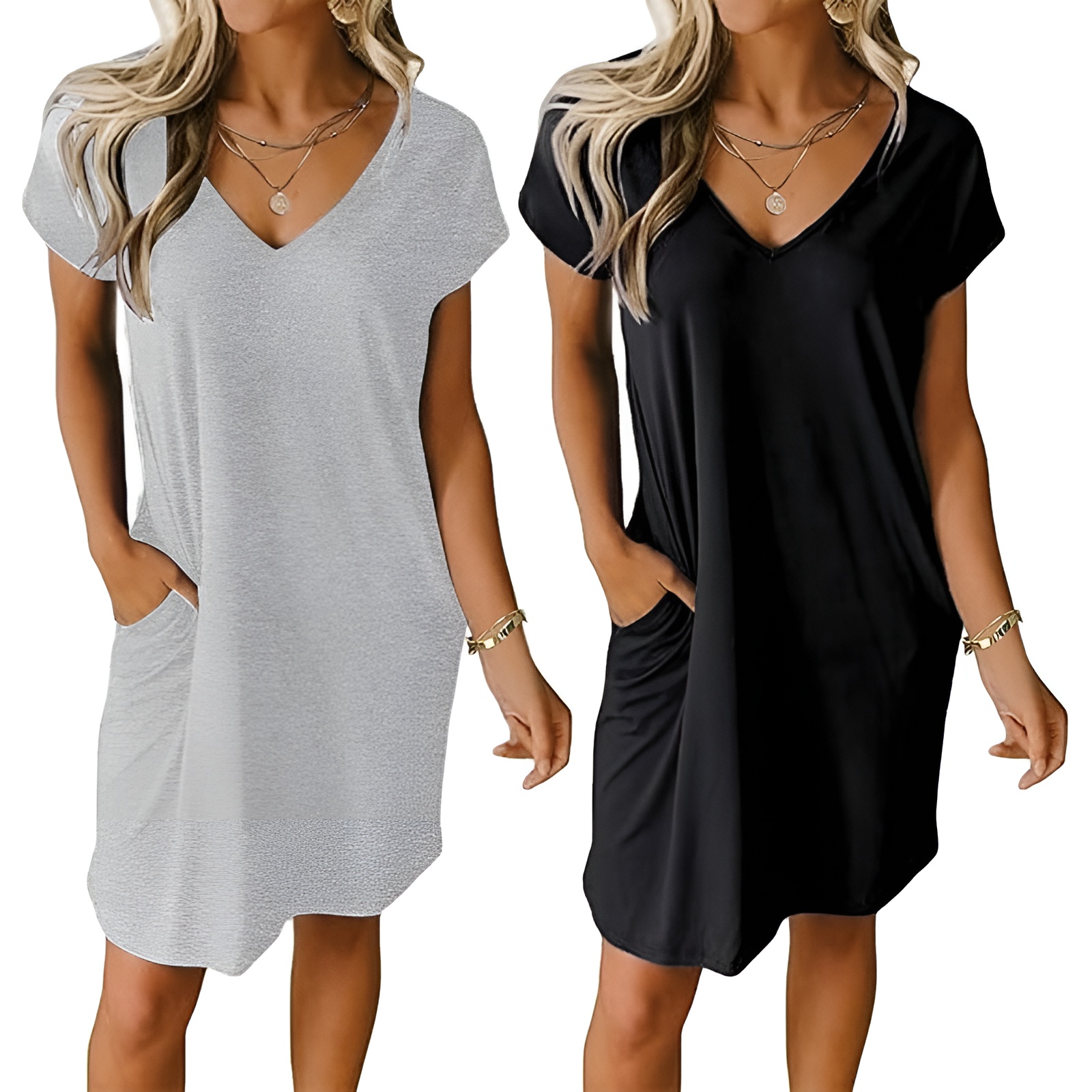 2 Pack Of Short Sleeve Nightgown Sleep Dress For Women