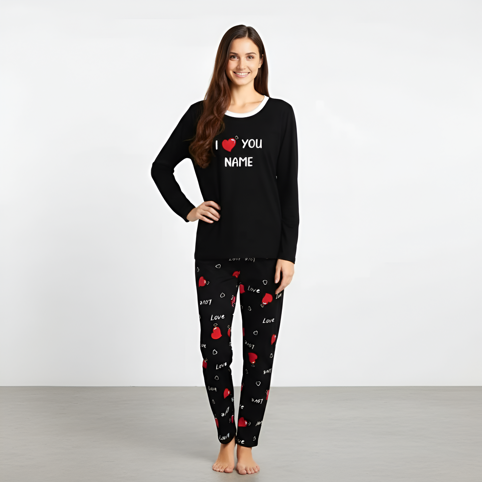 Matching Print Pajama Top Pants Set For Couples