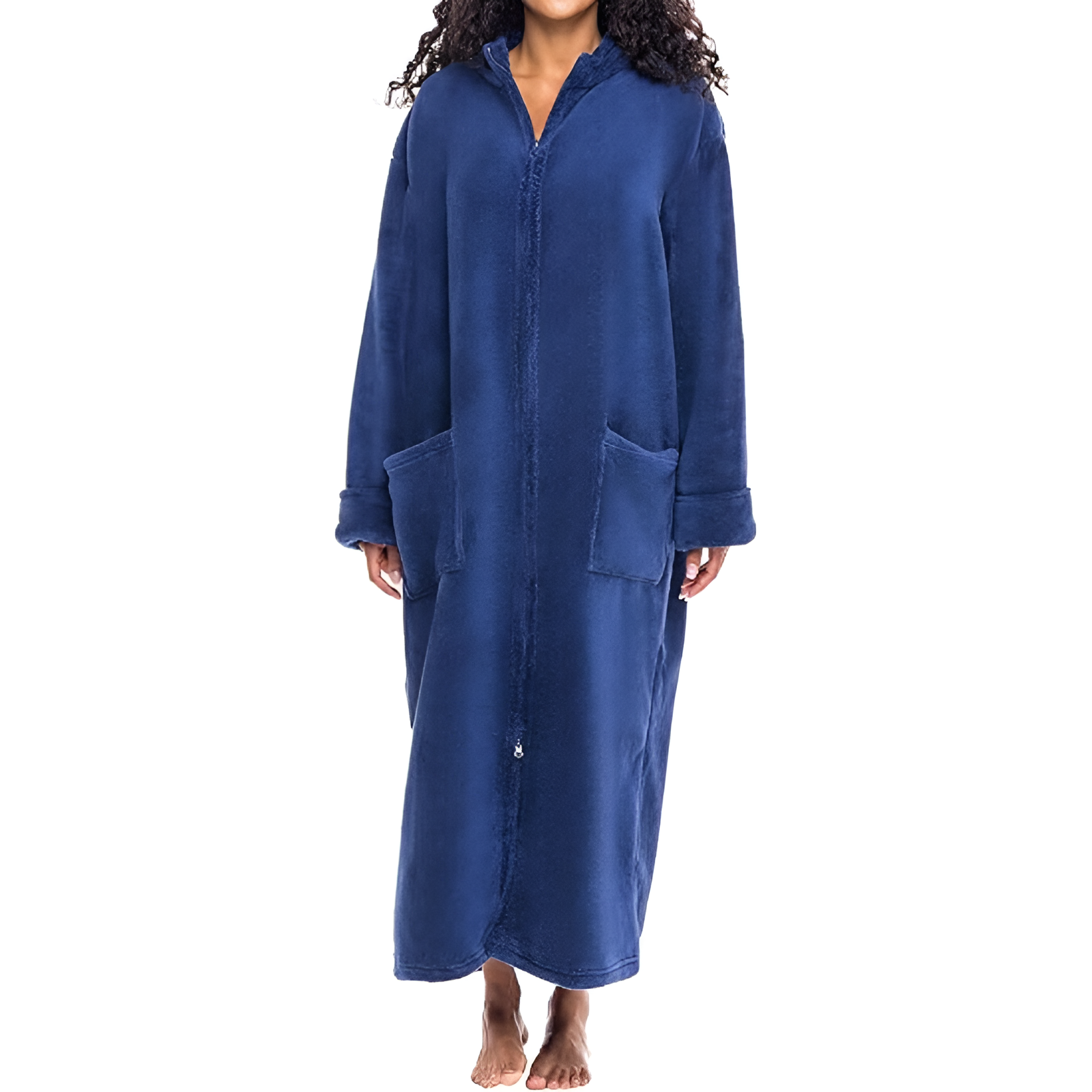 Long Zip Up Robes Plush Zipper Robes For Plus Size Housecoats Zipper Front