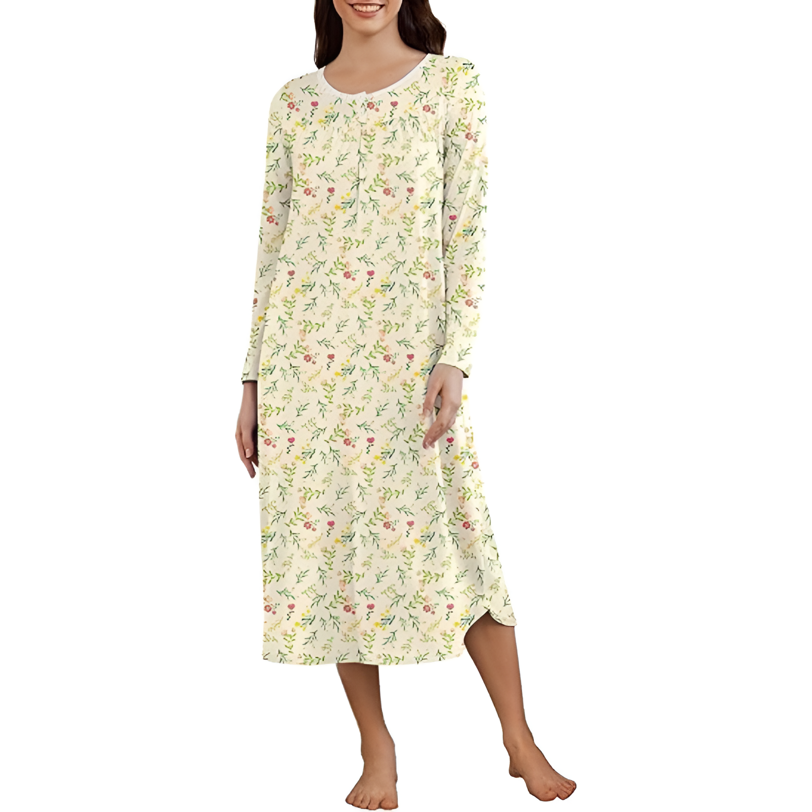 Full Length Nightgown For Women With Pockets