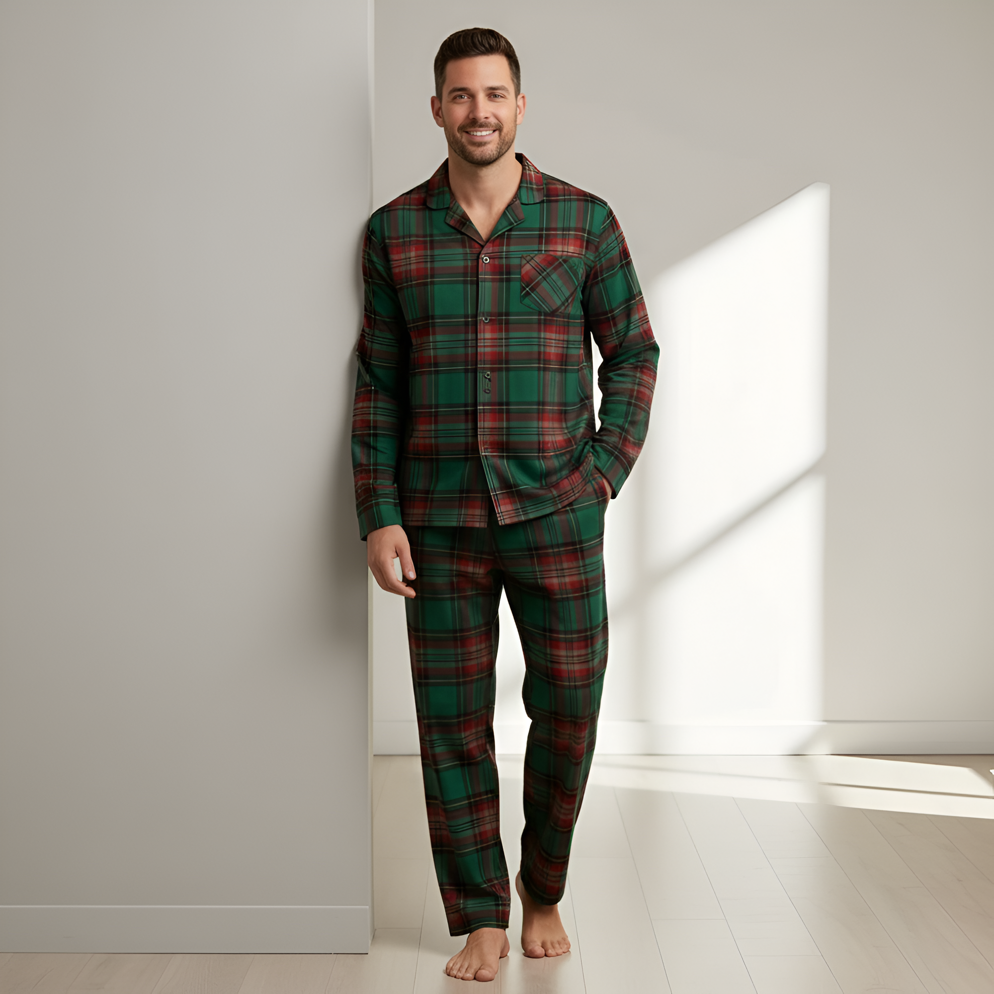 Plaid Button Loungewear Set For Couple