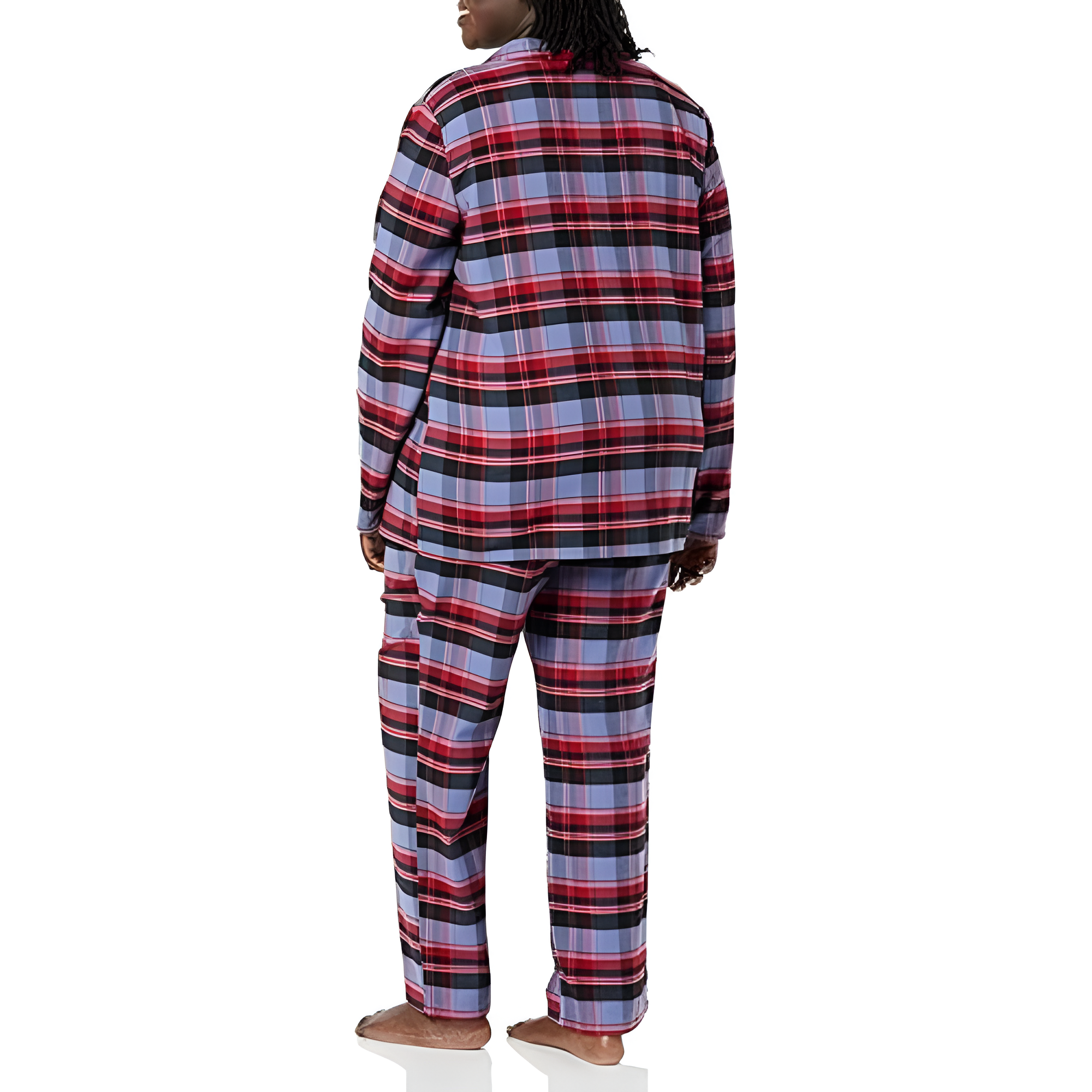 2 Piece Classic Flannel Button Down Pajama Set With Pants