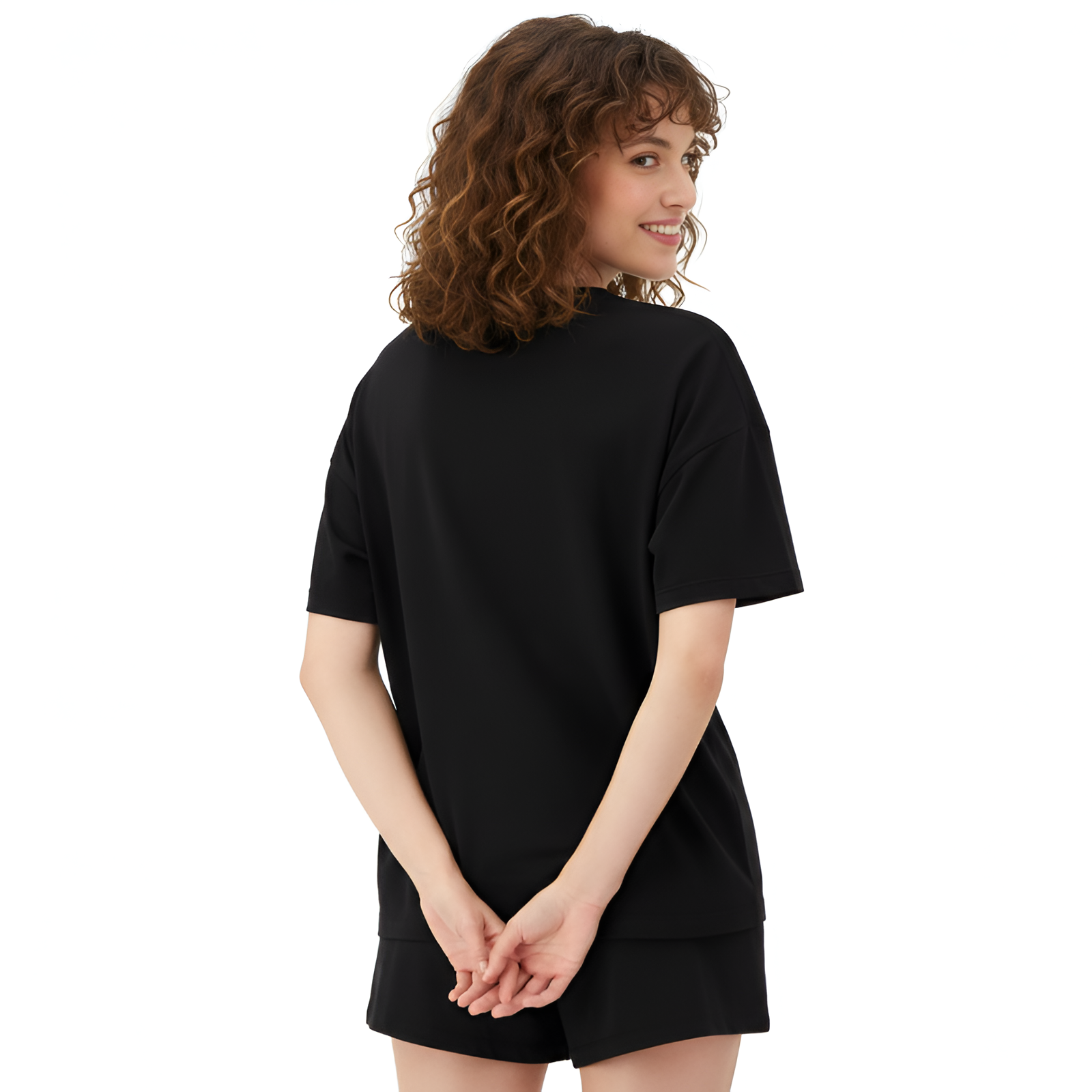 Soft Boxy T Shirt Sleep Shorts Set For Women