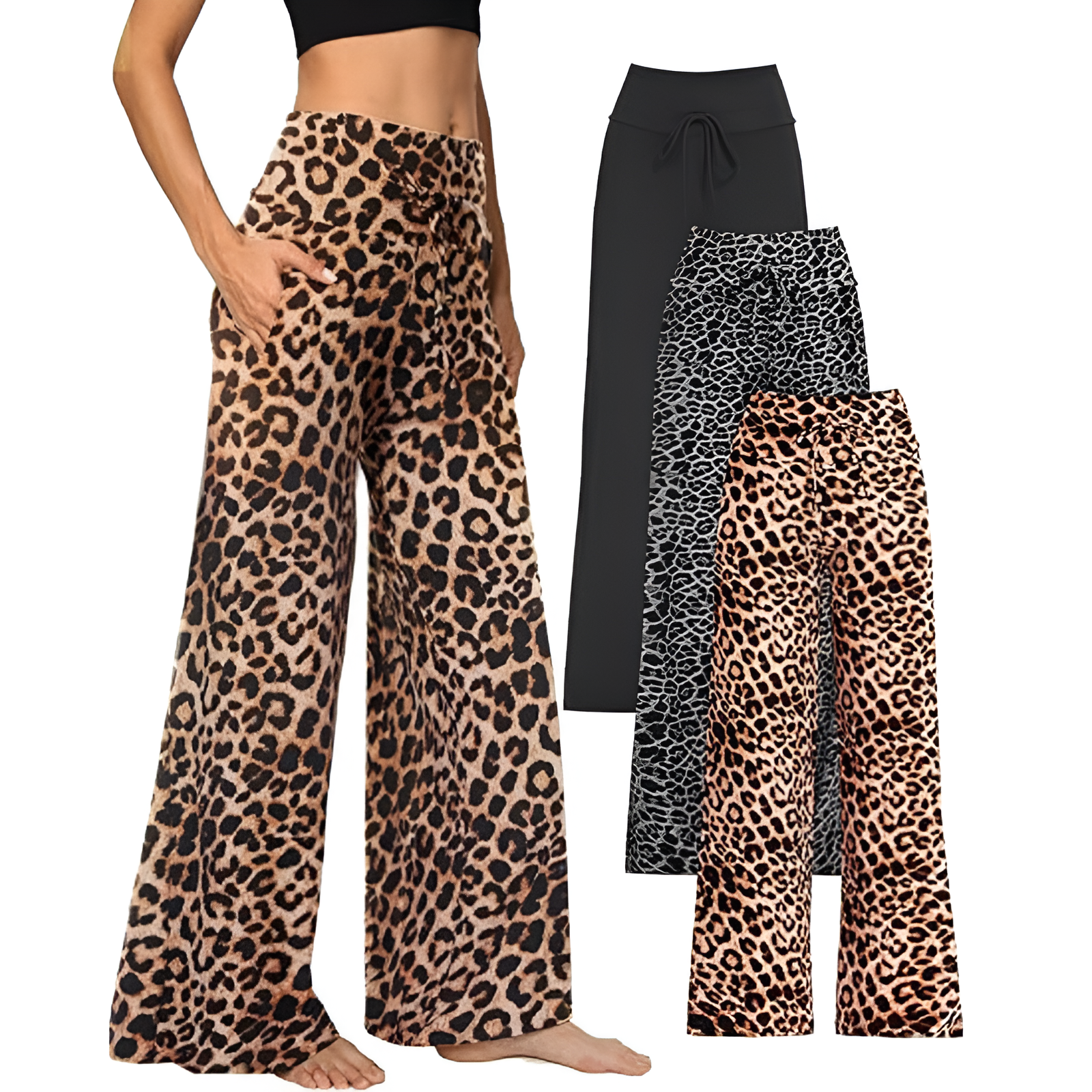 Wide Stretch Lounge Pants With Pockets For Women