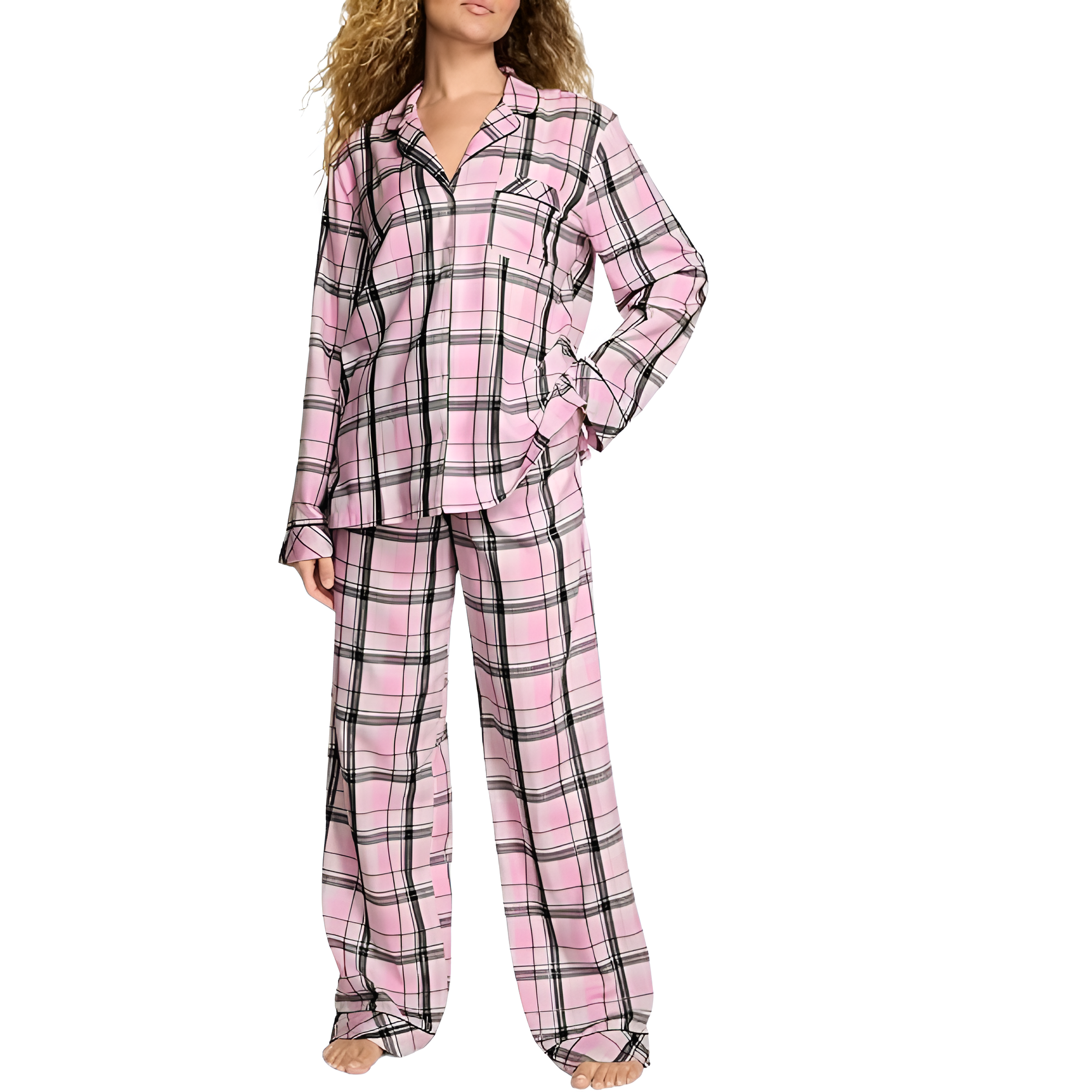Long Sleeve Button Down Sleepwear Pajama Set