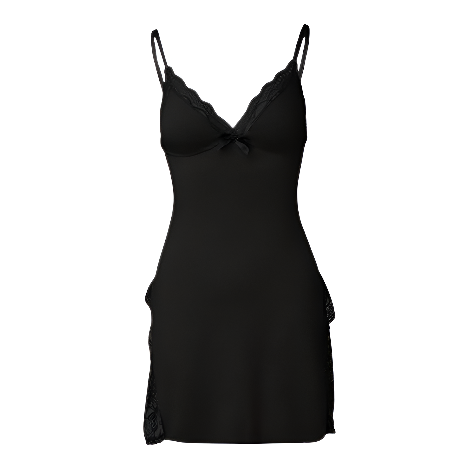 Cami Nightgown Dress With Lace Trim And Side Slit For Women