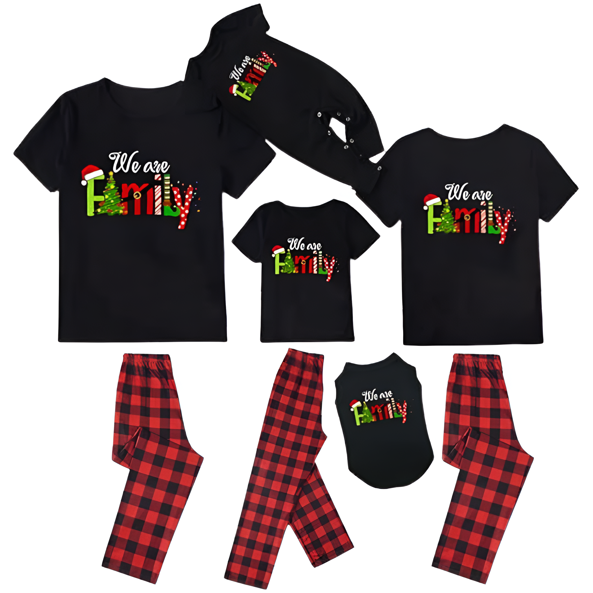 Matching Family Christmas Pajama Set With Letter Print T Shirt