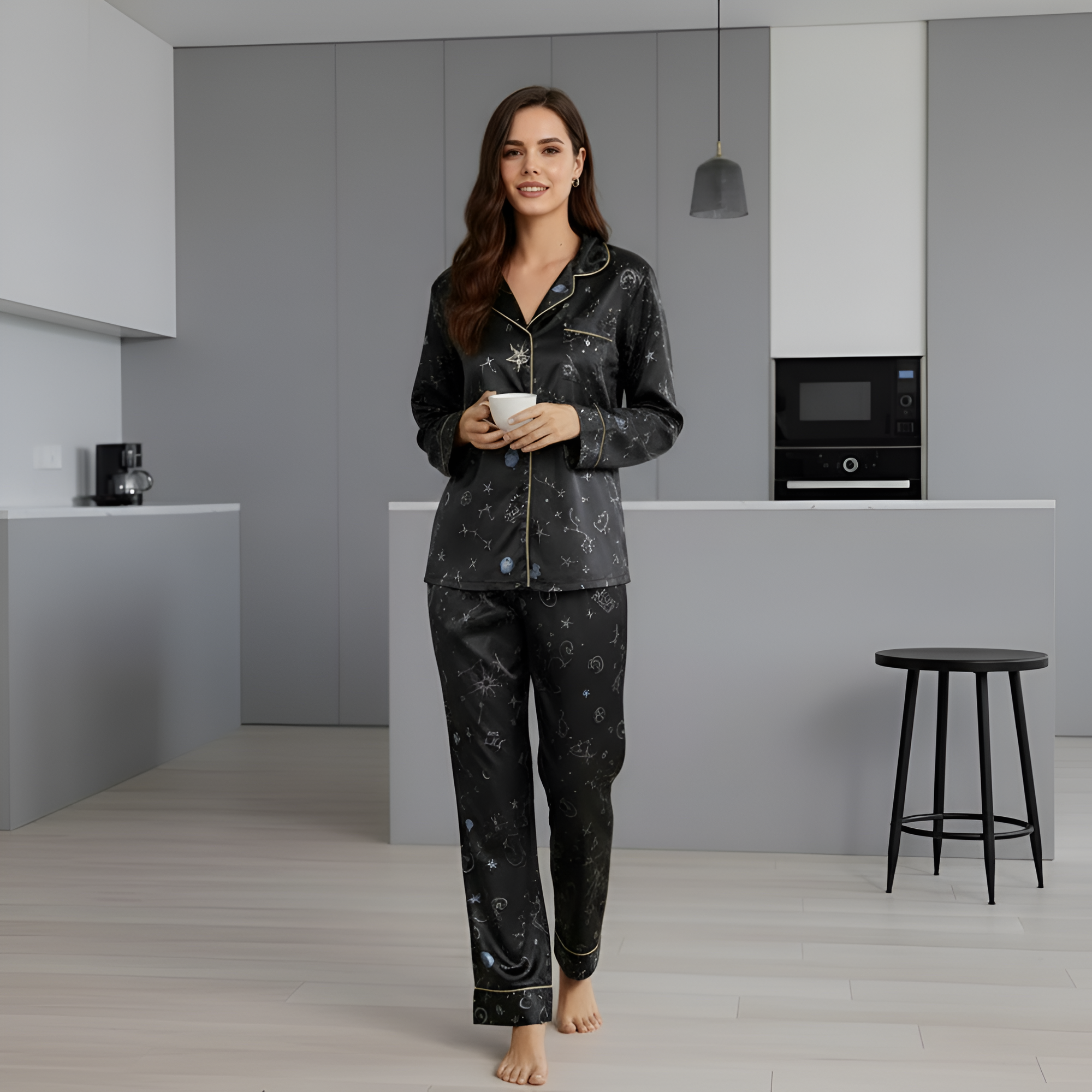 Couple'S Style Long-Sleeve Starry Sky Print Pajamas for Men Or Women