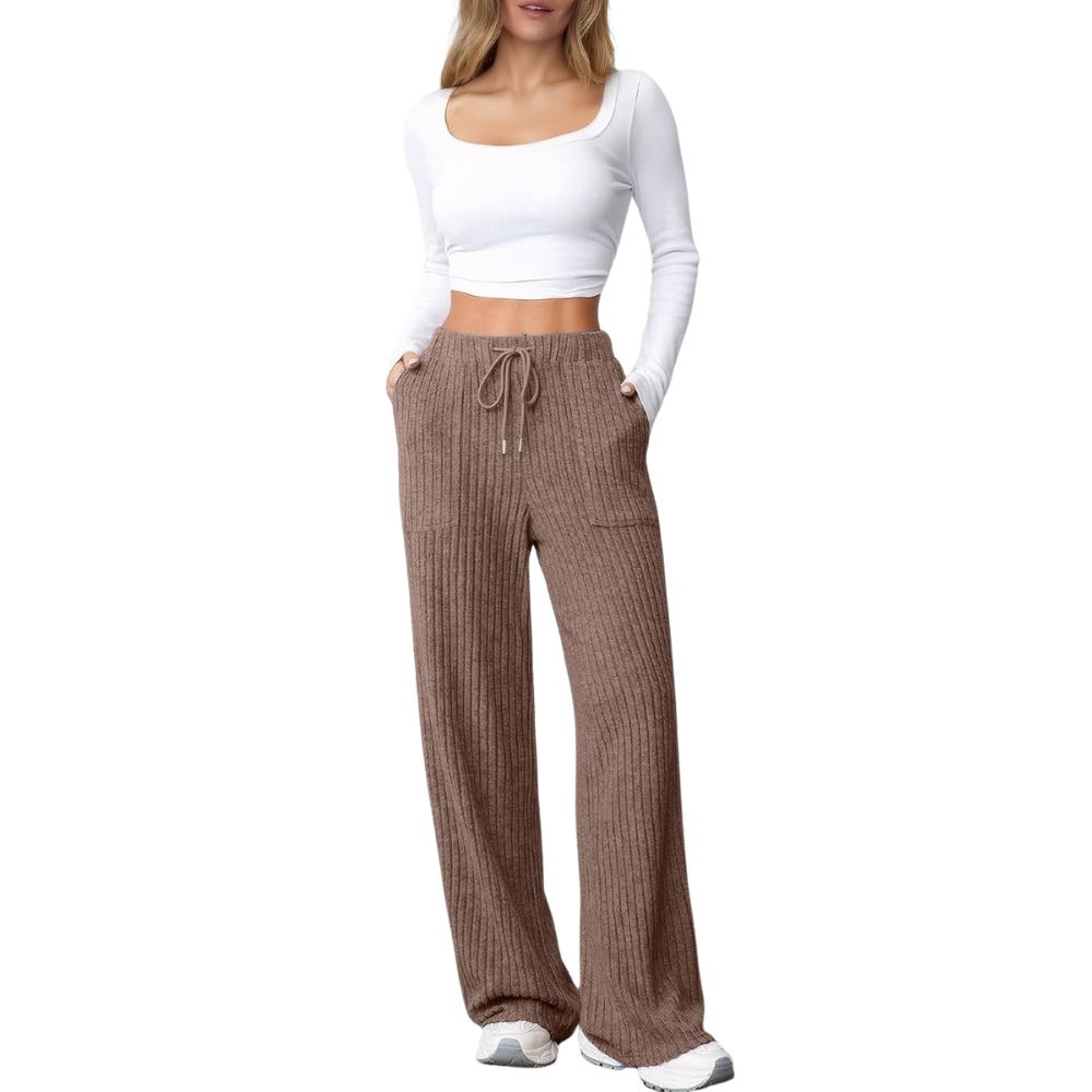 Ribbed Knit Lounge Pants With Pockets