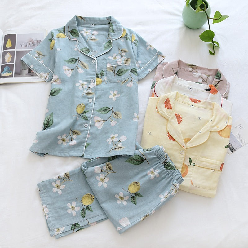 Elegant Printed Short Sleeved Pajamas Suit-Original Pajamas