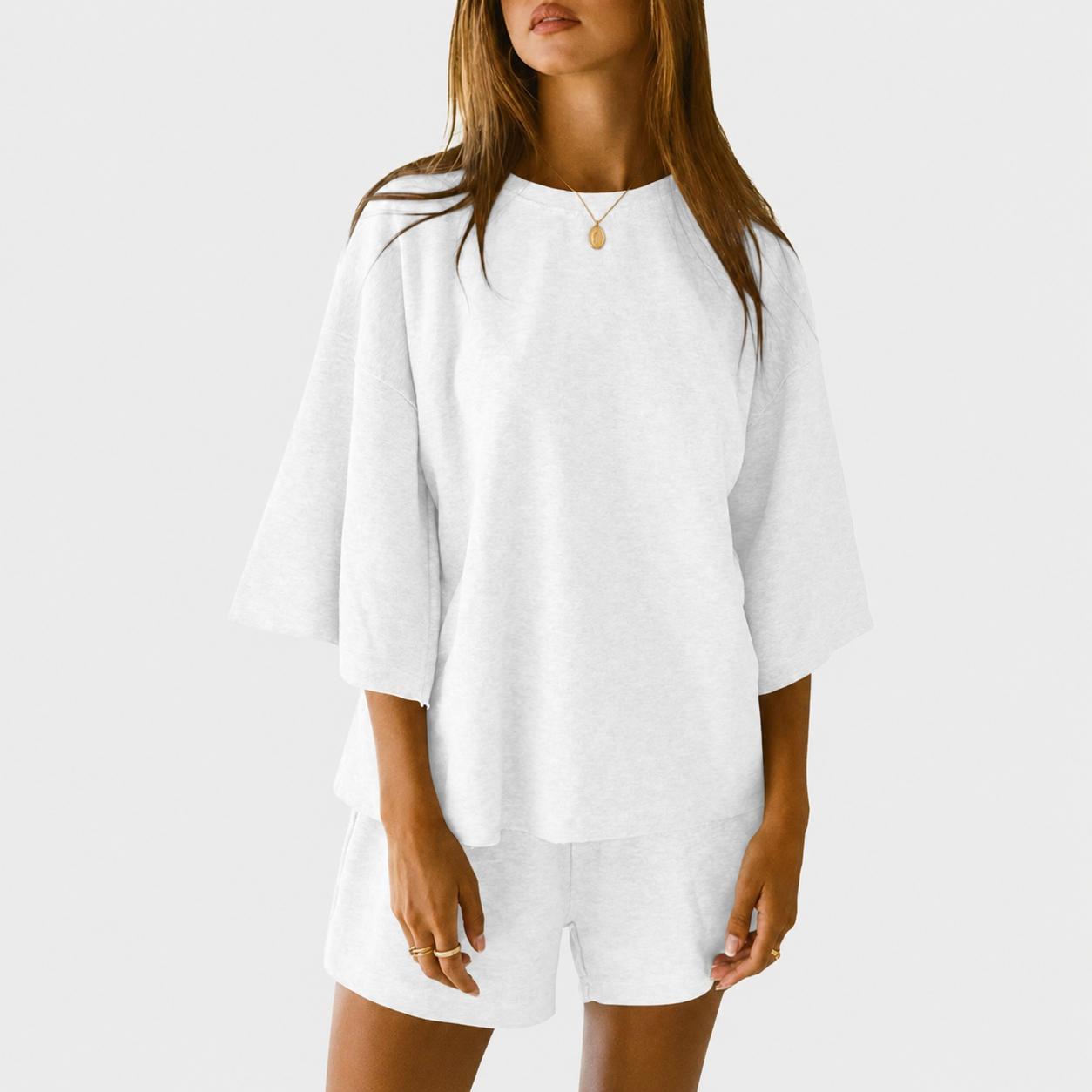 Casual 2 Piece Loungewear Tops And Shorts Set For Women