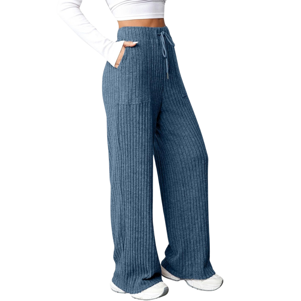 Ribbed Knit Lounge Pants With Pockets