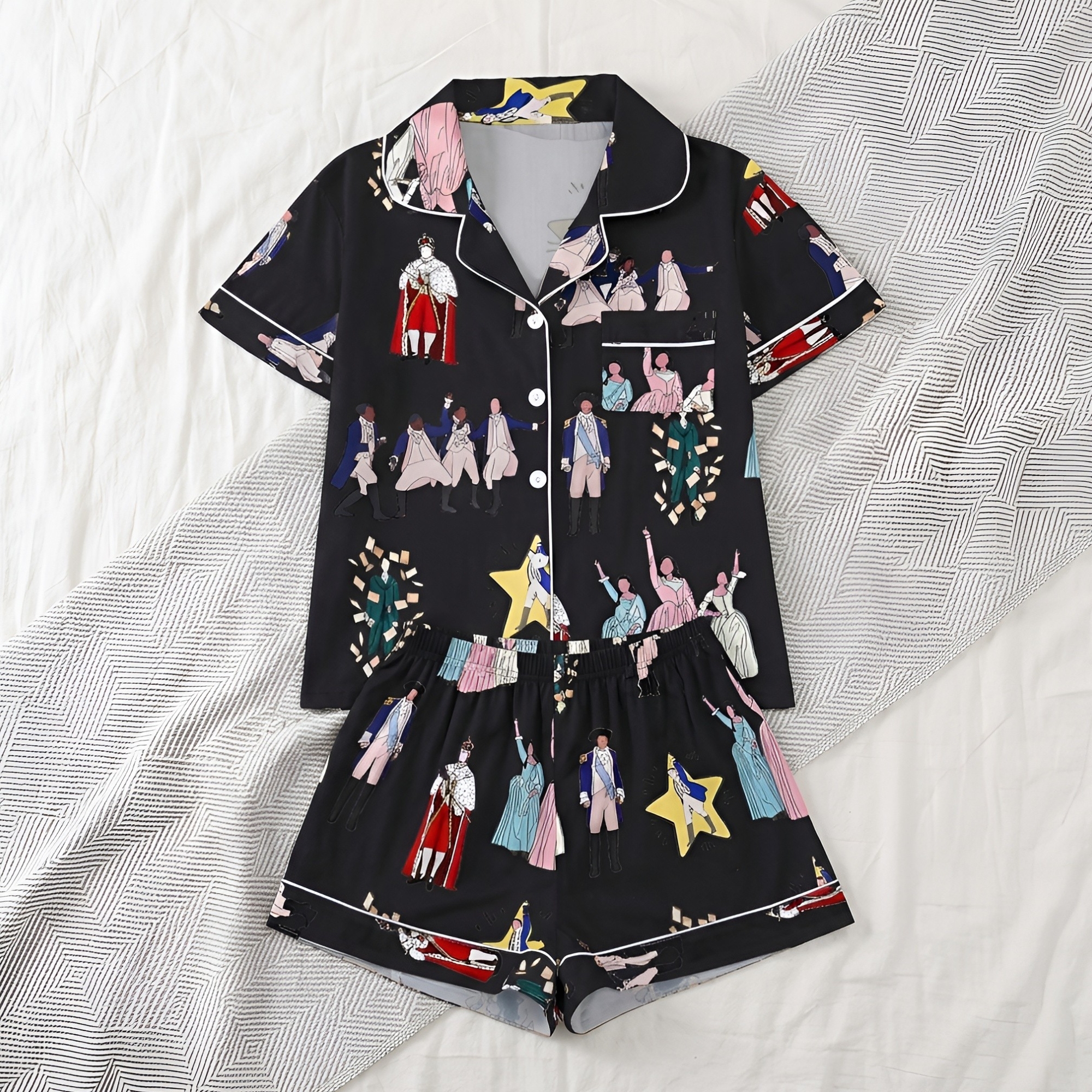 Two Piece Casual Hamilton Musical Themed Pajama Set