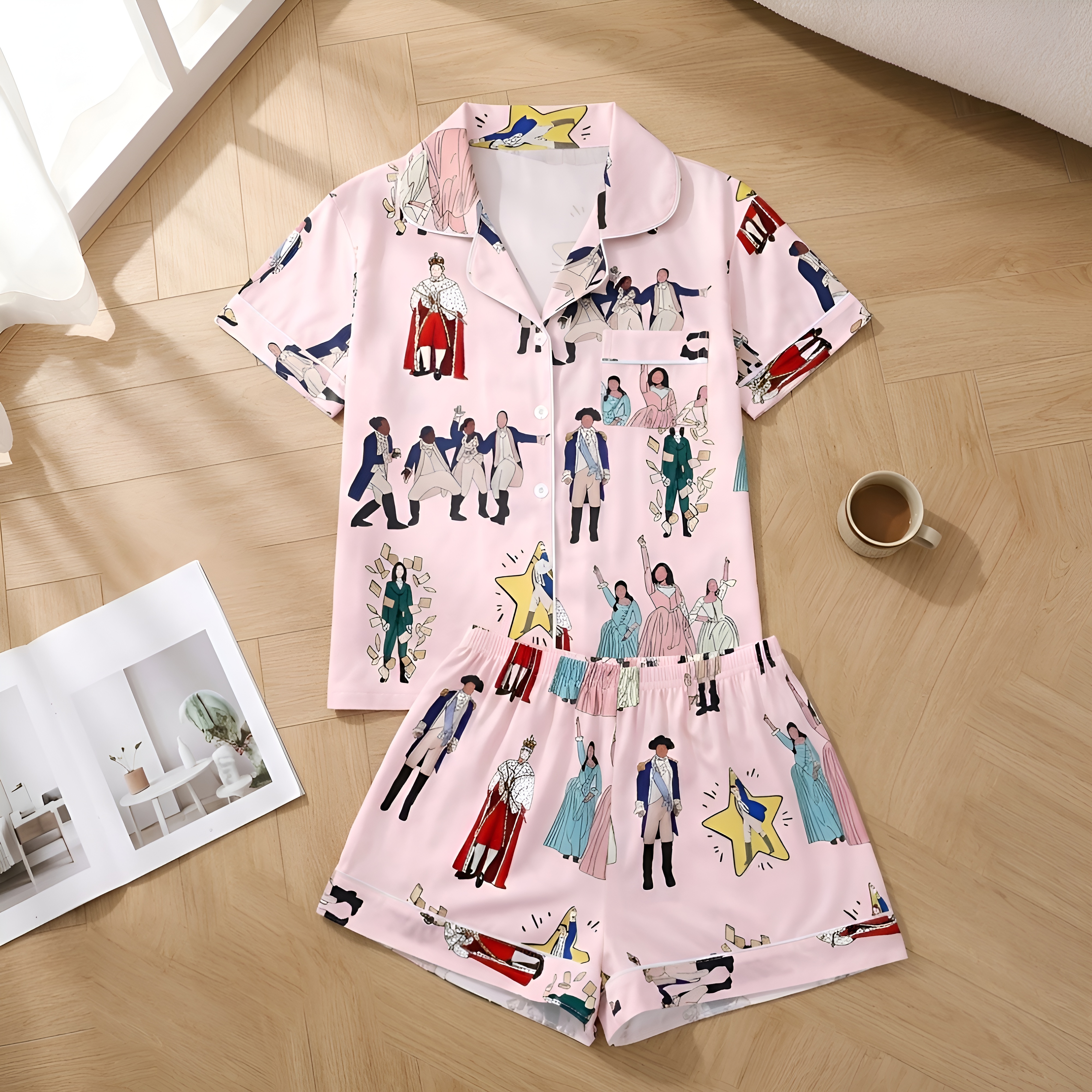 Two Piece Casual Hamilton Musical Themed Pajama Set