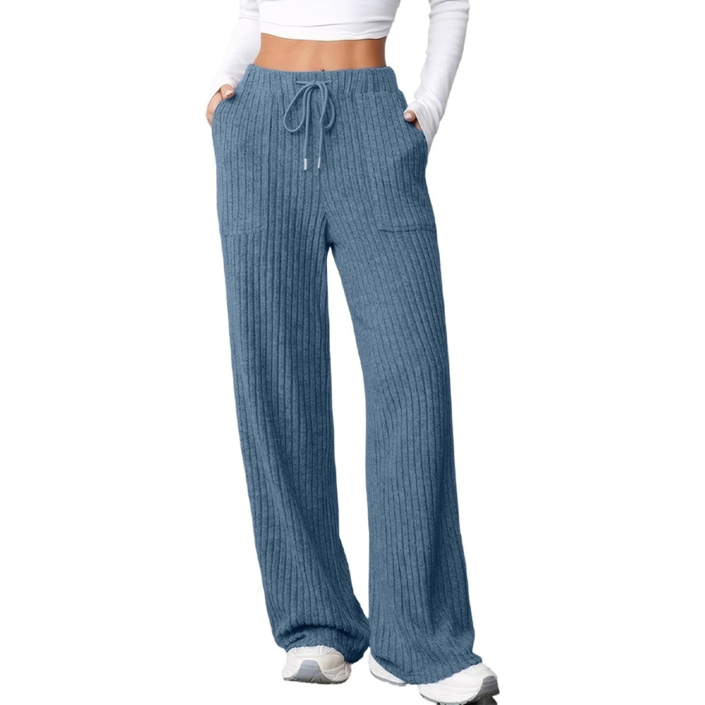 Ribbed Knit Lounge Pants With Pockets