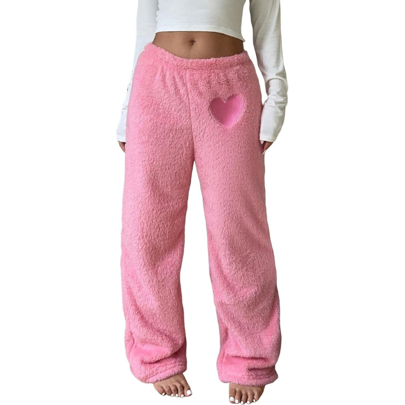Fuzzy Plush Pajama Pants With Drawstring