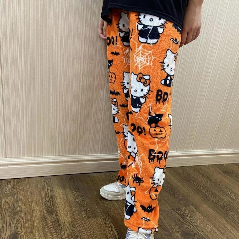 Cartoon Cat Print Pajama Pants