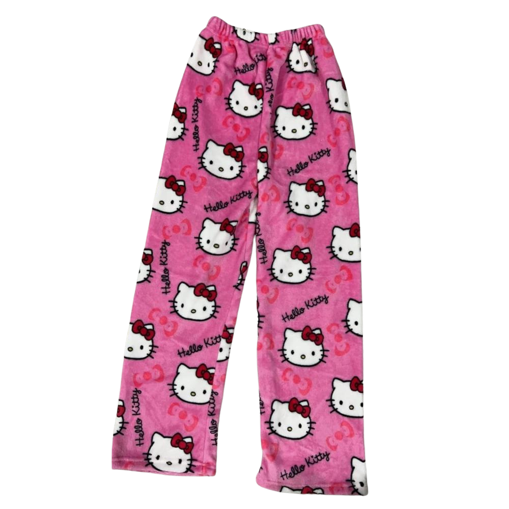 Cartoon Cat Print Pajama Pants