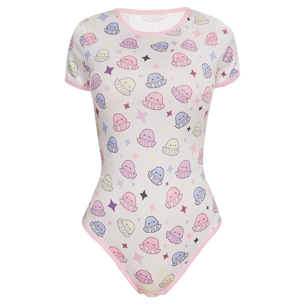 Cartoon Print Short Sleeve Romper Lounge Outfit For Women