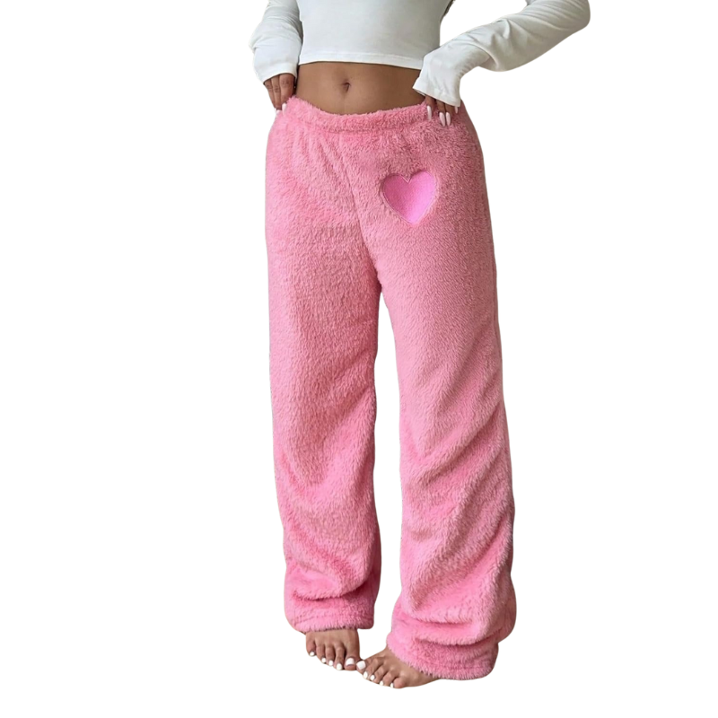 Fuzzy Plush Pajama Pants With Drawstring
