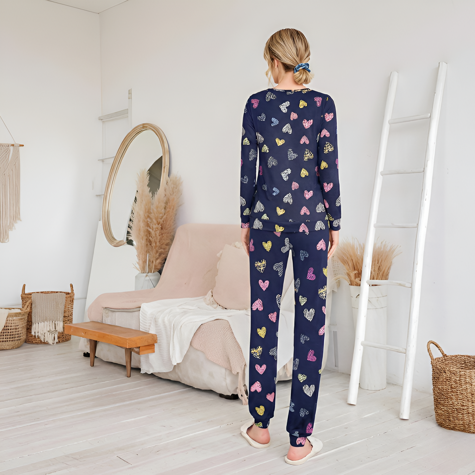 Pack Of 2 Long Sleeve Top And Jogger Pants Pajama Set With Pockets For Women