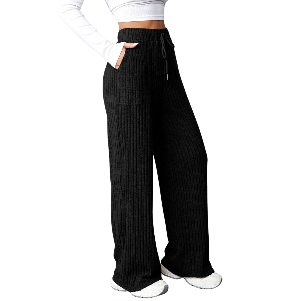 Ribbed Knit Lounge Pants With Pockets